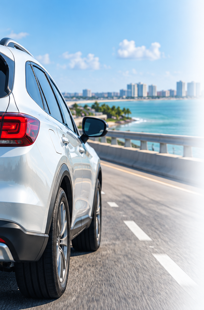 Vehicle driving along the Alabama Gulf Coast